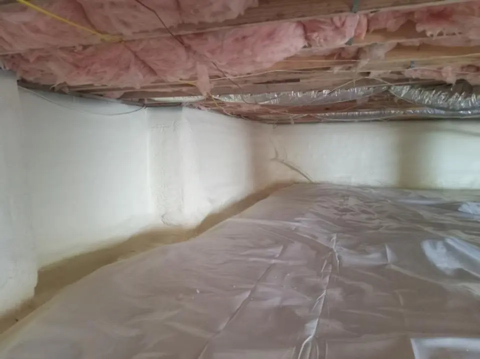 Crawl space encapsulation with closed-cell spray foam for Commercial Roof Restoration in Port Wentworth